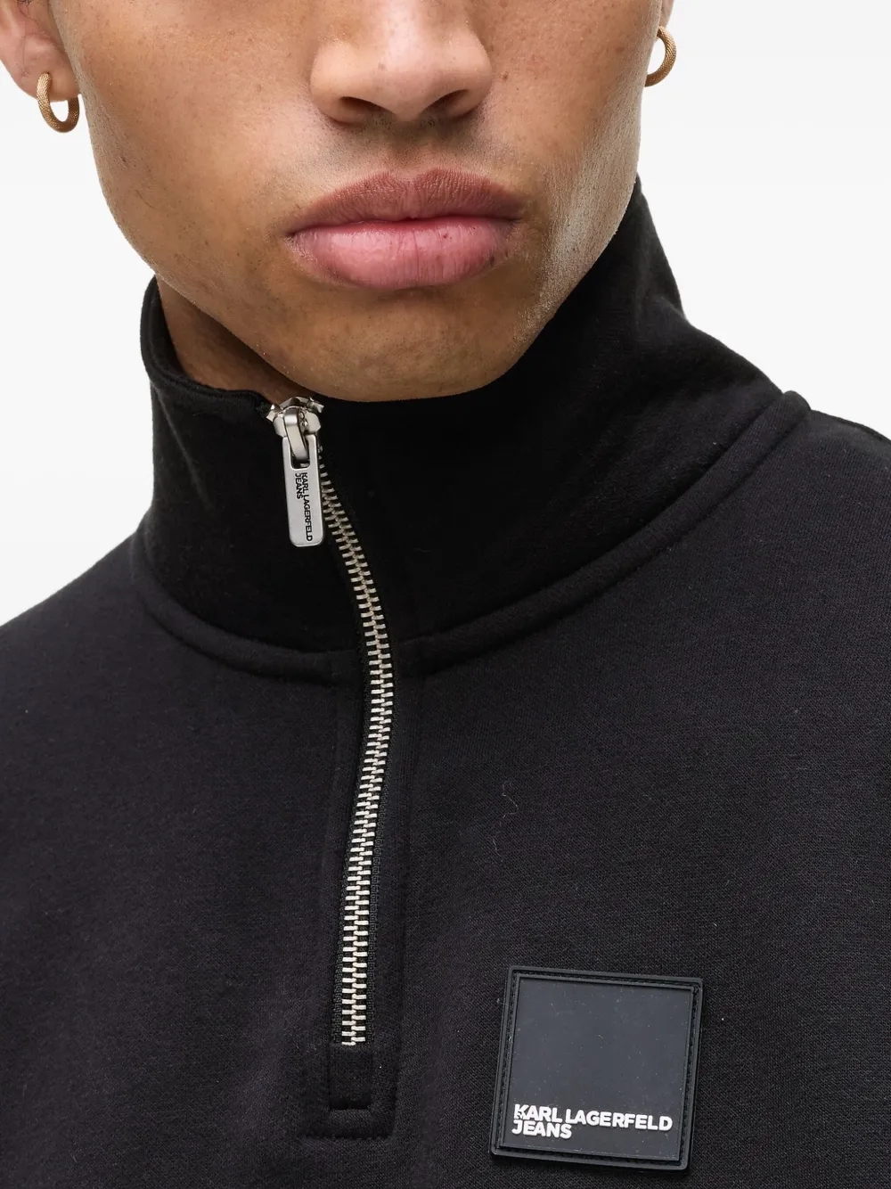 Karl Lagerfeld Jeans Fleece Half-zip Sweatshirt In Black