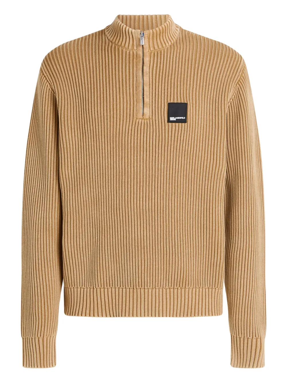 Karl Lagerfeld Jeans pull nervuré à col zippé | tons neutres | Image 1