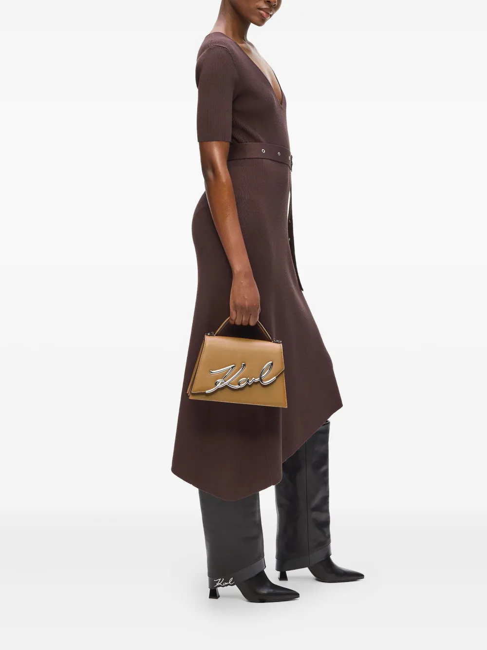 Karl Lagerfeld K Signature medium schoudertas Bruin