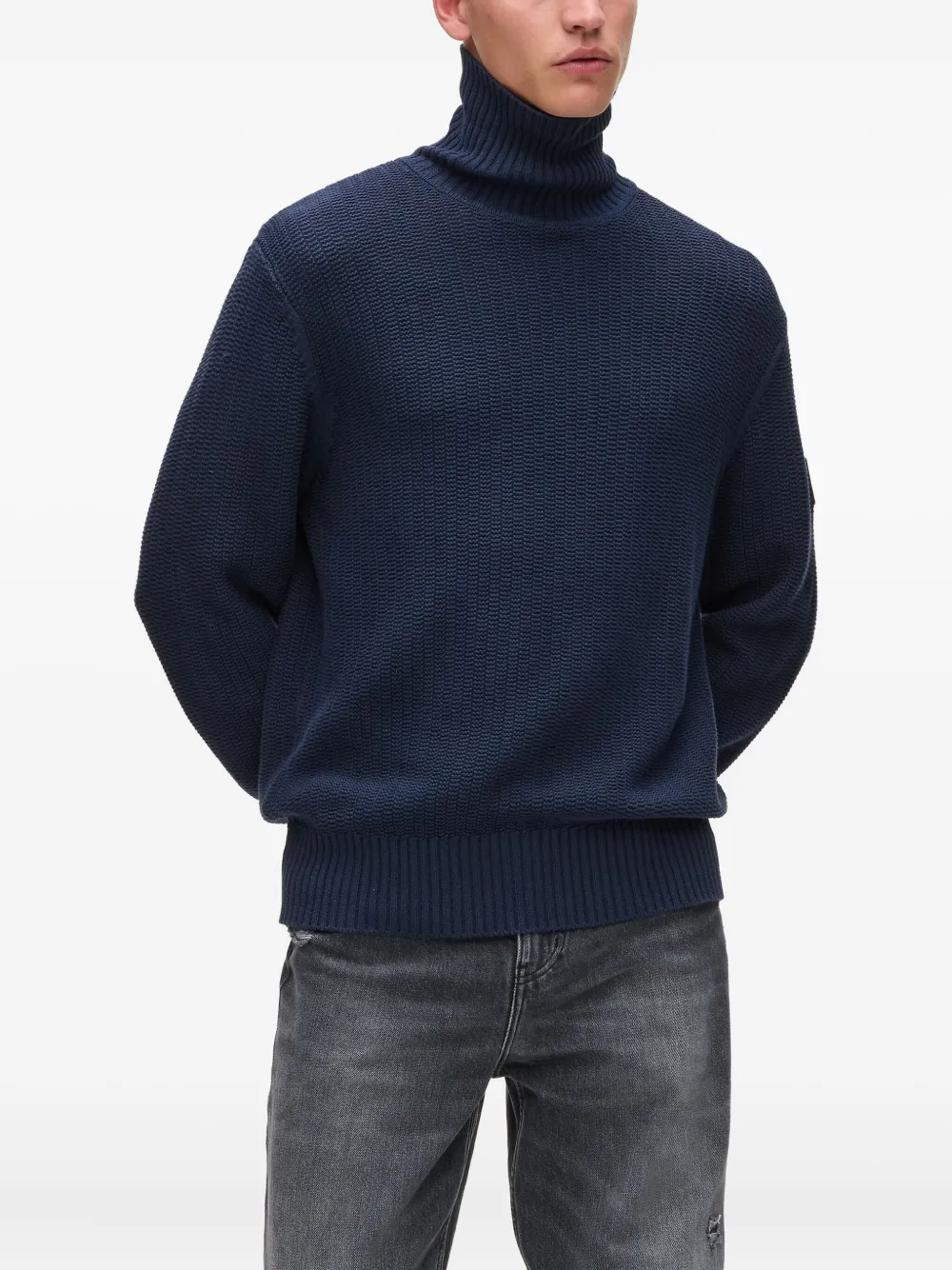 Karl Lagerfeld Jeans Coltrui met patchdetail Blauw