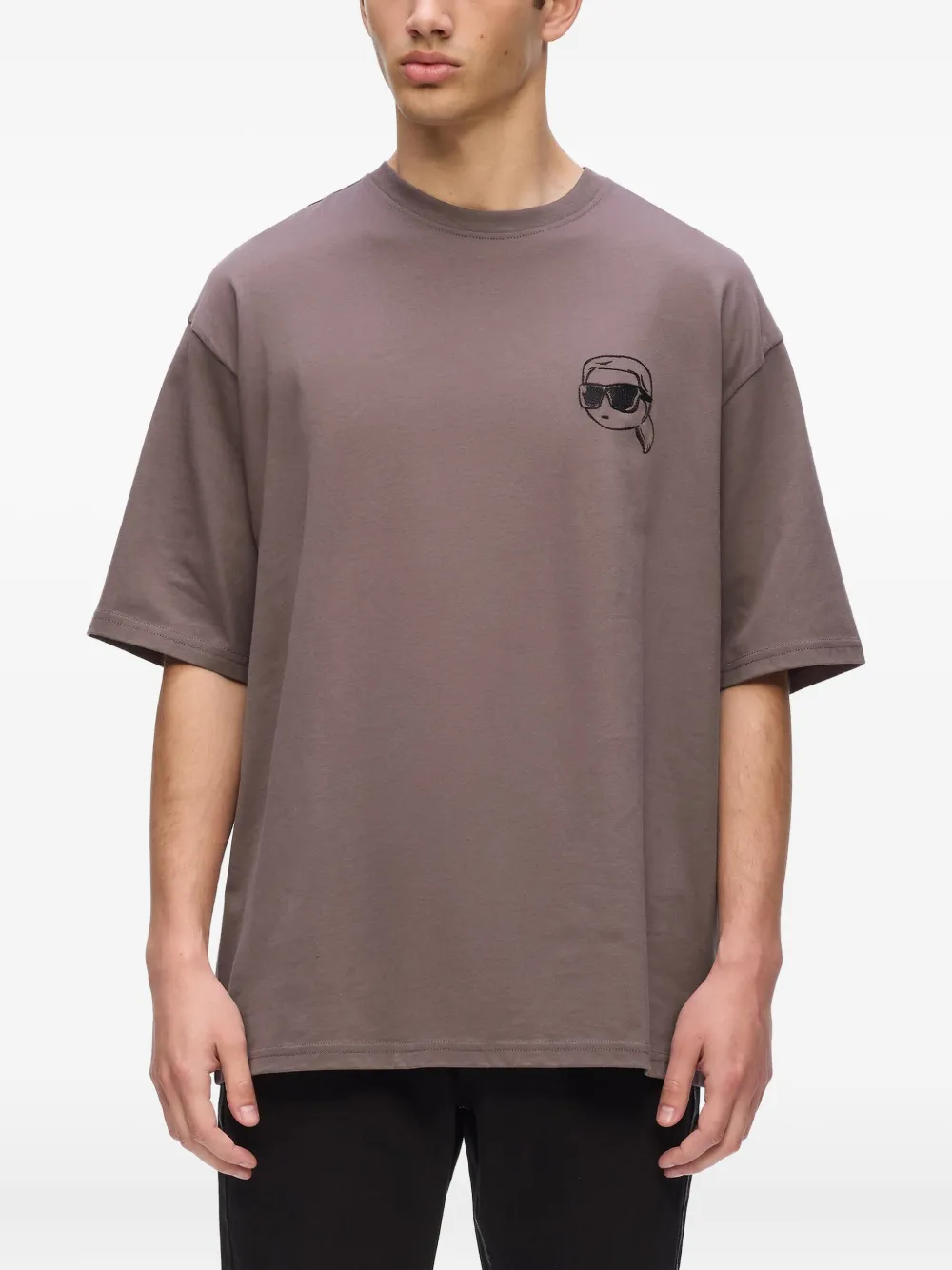 Karl Lagerfeld T-shirt met geborduurd logo Paars