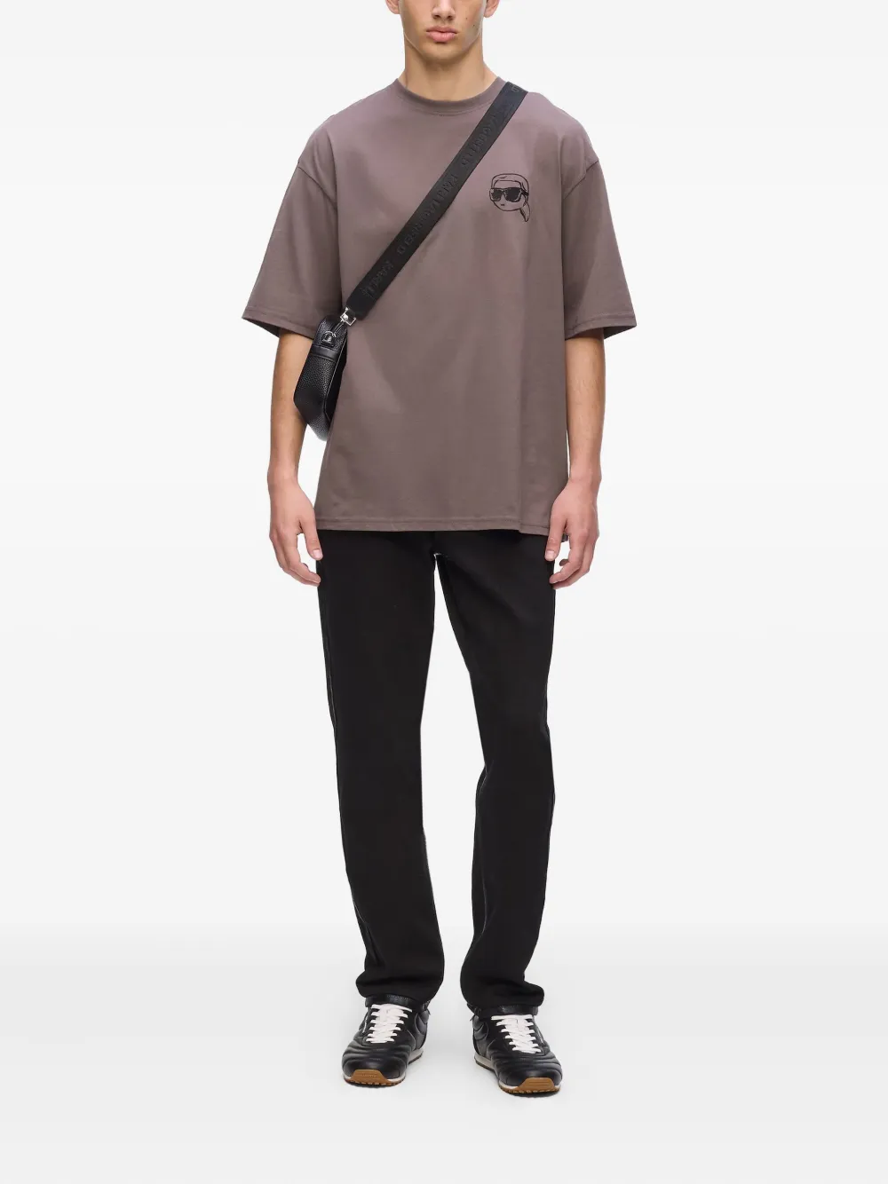 Karl Lagerfeld T-shirt met geborduurd logo - Paars