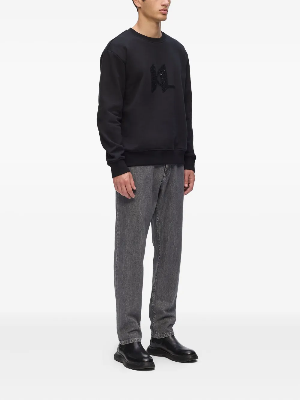 Karl Lagerfeld Logo-embossed Jeans In Gray