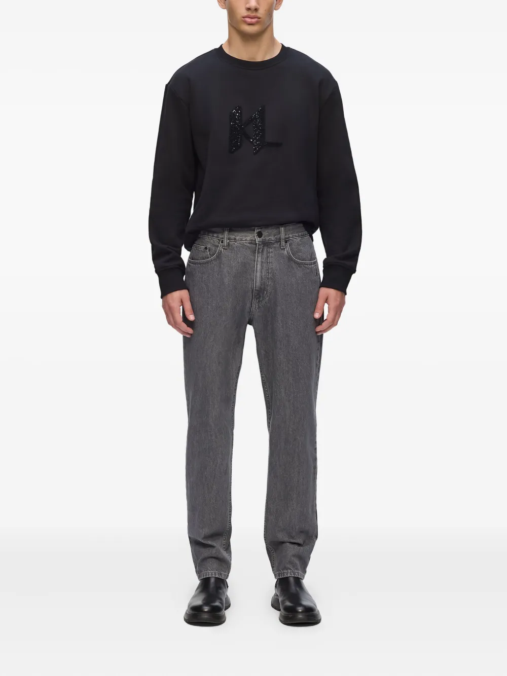 Karl Lagerfeld Jeans met logo-reliëf - Grijs