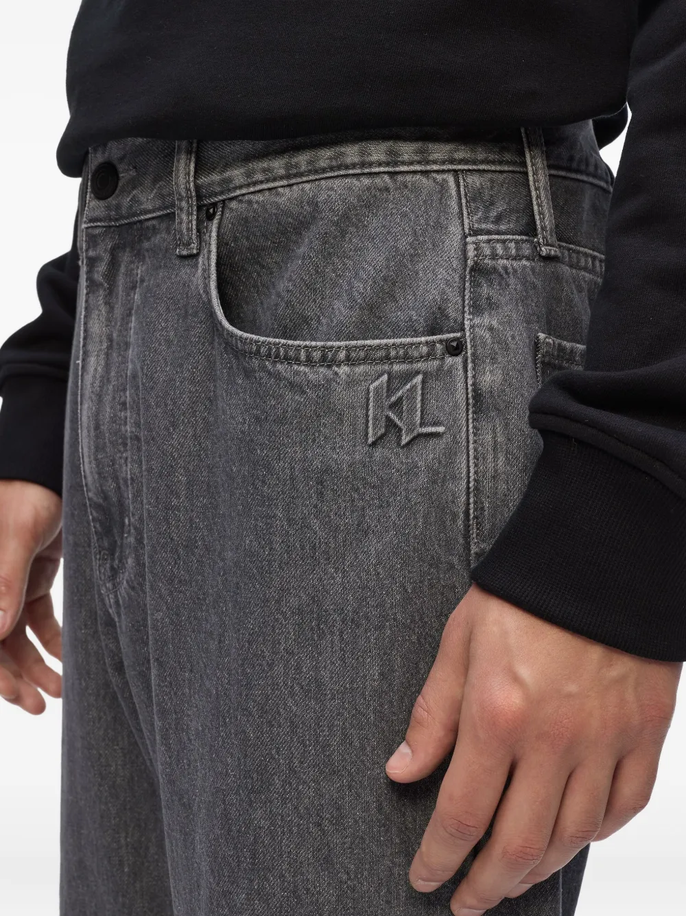 Karl Lagerfeld Logo-embossed Jeans In Gray