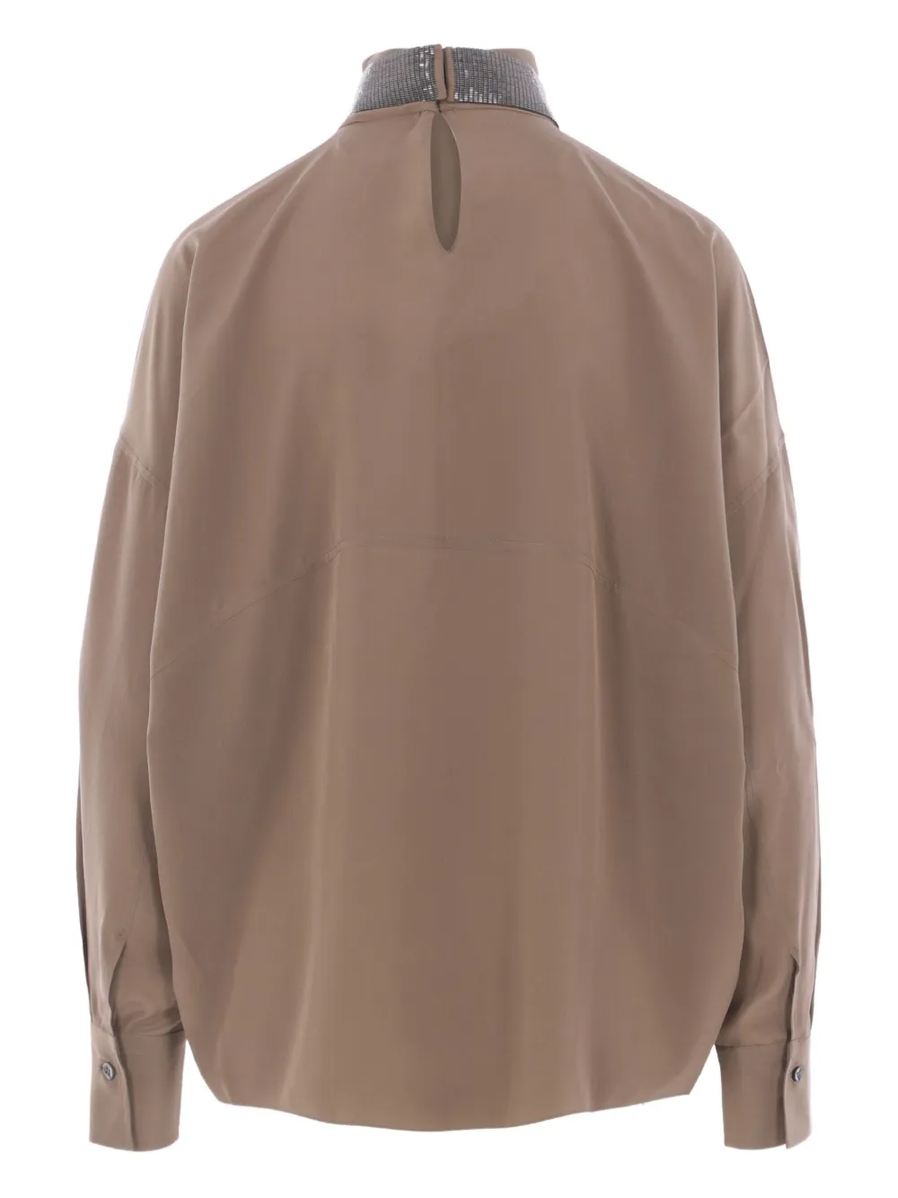 Brunello Cucinelli beaded-neck high-neck blouse Beige