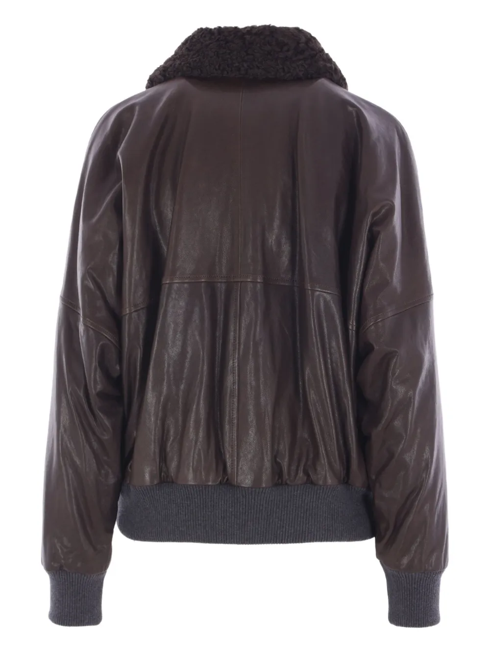 Brunello Cucinelli shearling-collar leather jacket Bruin