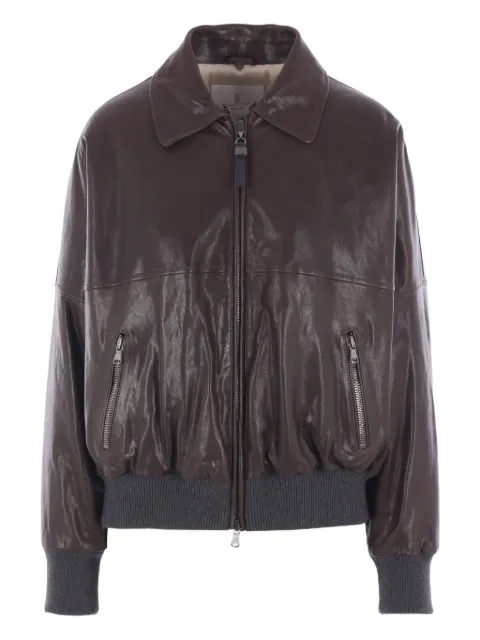 Brunello Cucinelli shearling-collar leather jacket