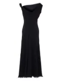 The Row asymmetric-neckline fringed maxi day dress - Black
