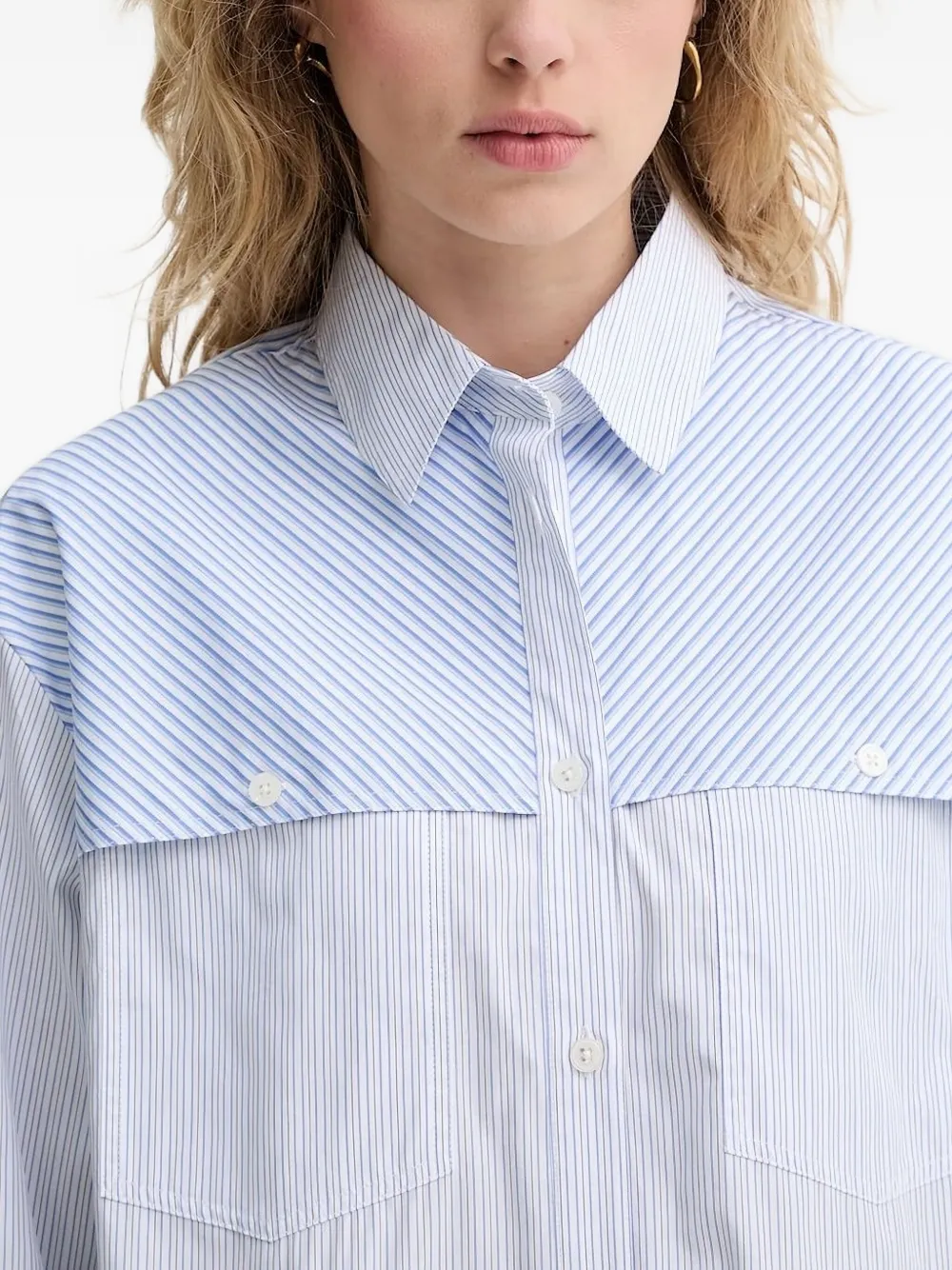 PS Paul Smith Gestreept shirt met vlakken Blauw