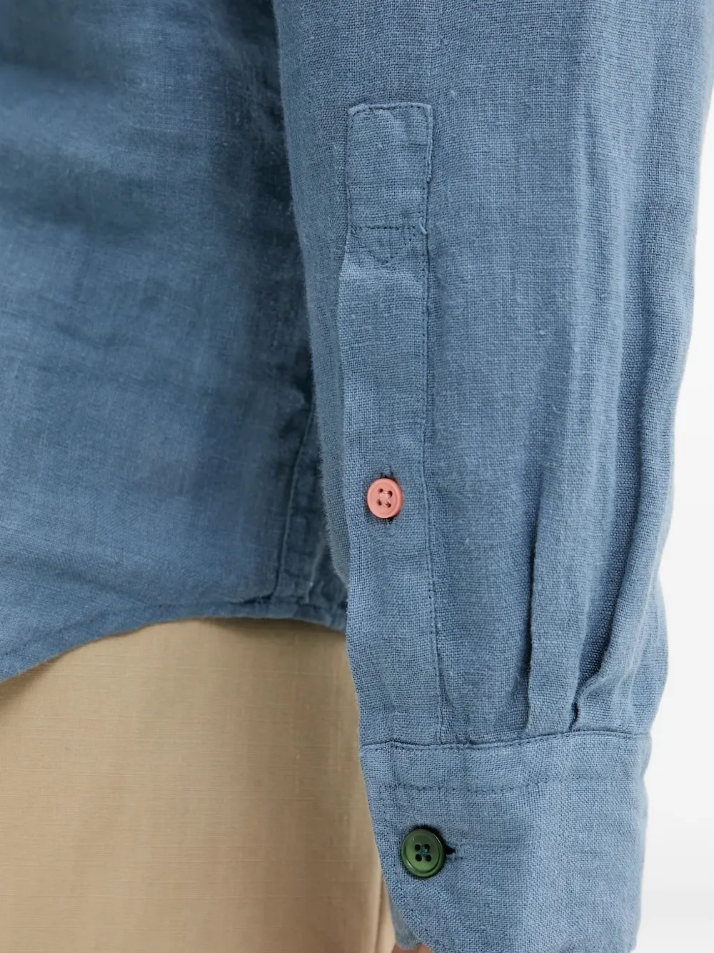 PS Paul Smith multicoloured-buttons linen shirt Blauw