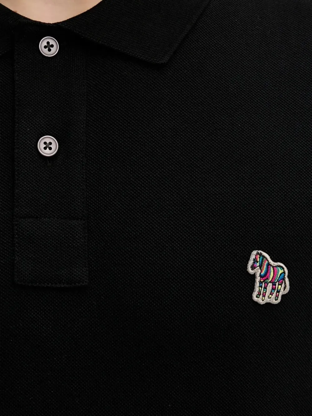 PS Paul Smith Zebra-emblem long-sleeve polo shirt Zwart