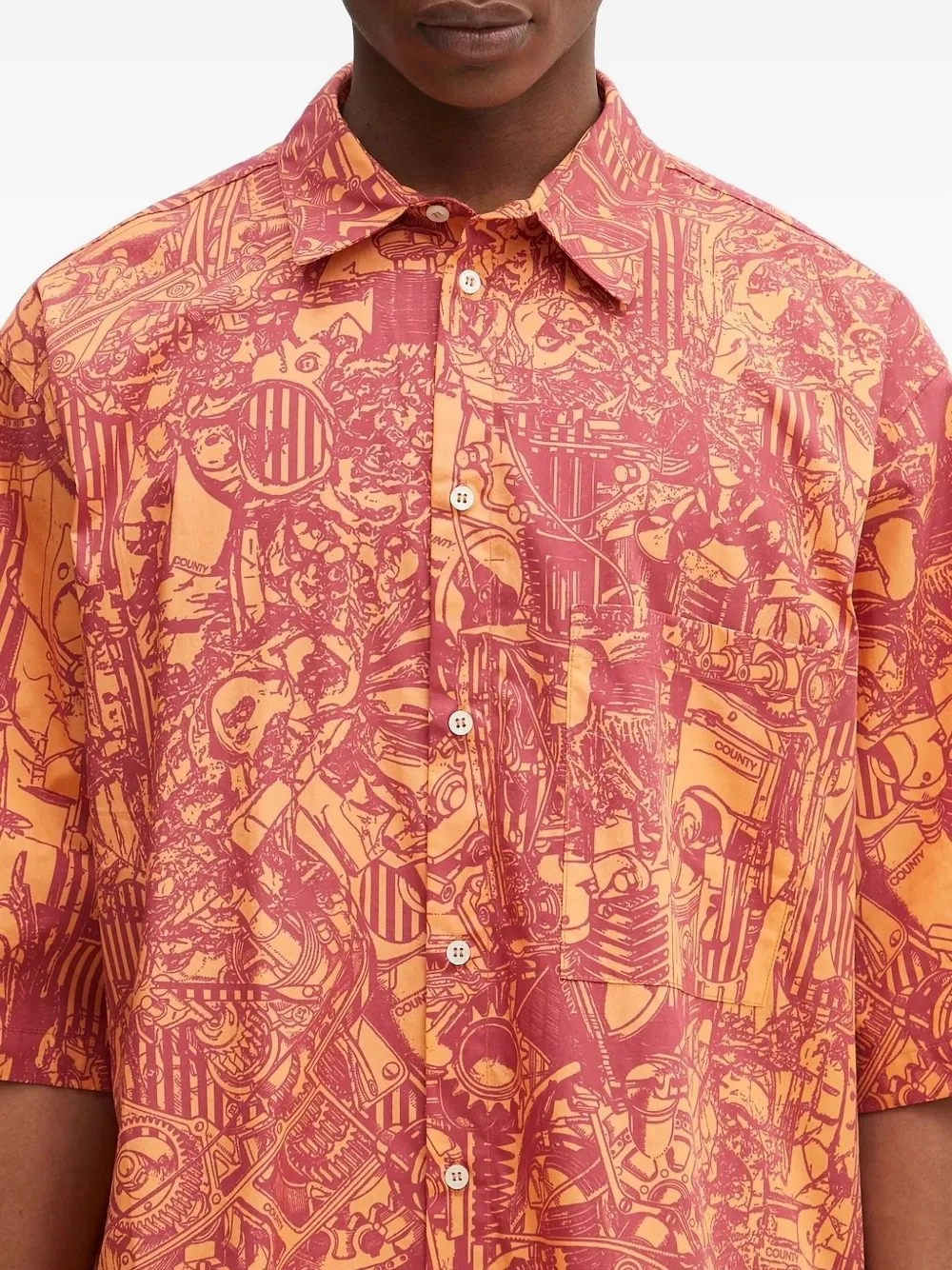 Marcelo Burlon County of Milan abstract-print short-sleeve shirt Oranje