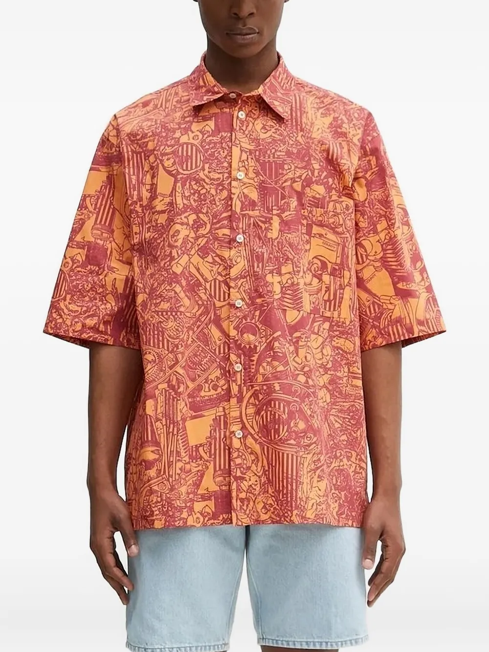 Marcelo Burlon County of Milan abstract-print short-sleeve shirt Oranje