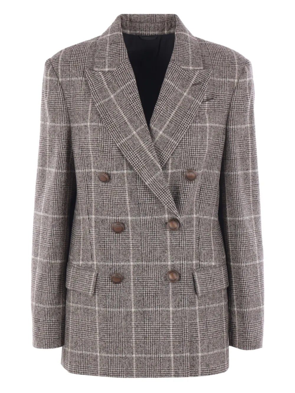 Brunello Cucinelli checked double-breasted blazer Bruin