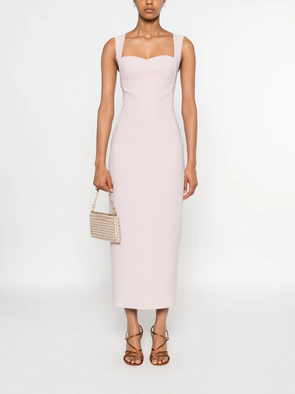 SILK LOVE & LACE Theodora midi-jurk - Beige