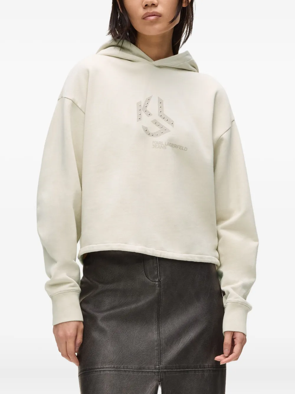 Karl Lagerfeld Jeans Hoodie met logo van studs Beige