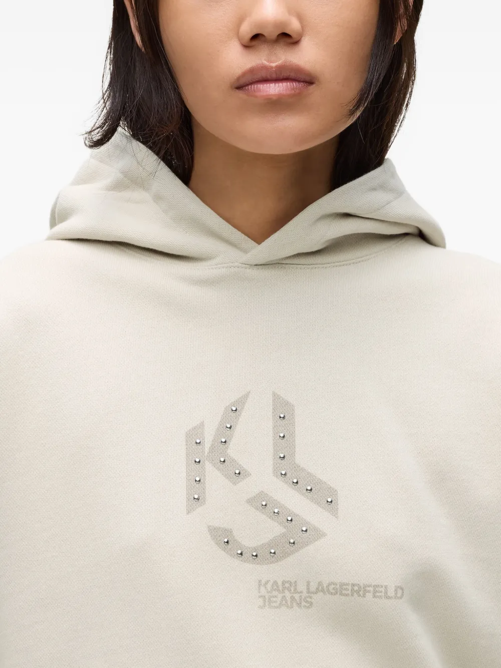 Karl Lagerfeld Jeans Hoodie met logo van studs Beige