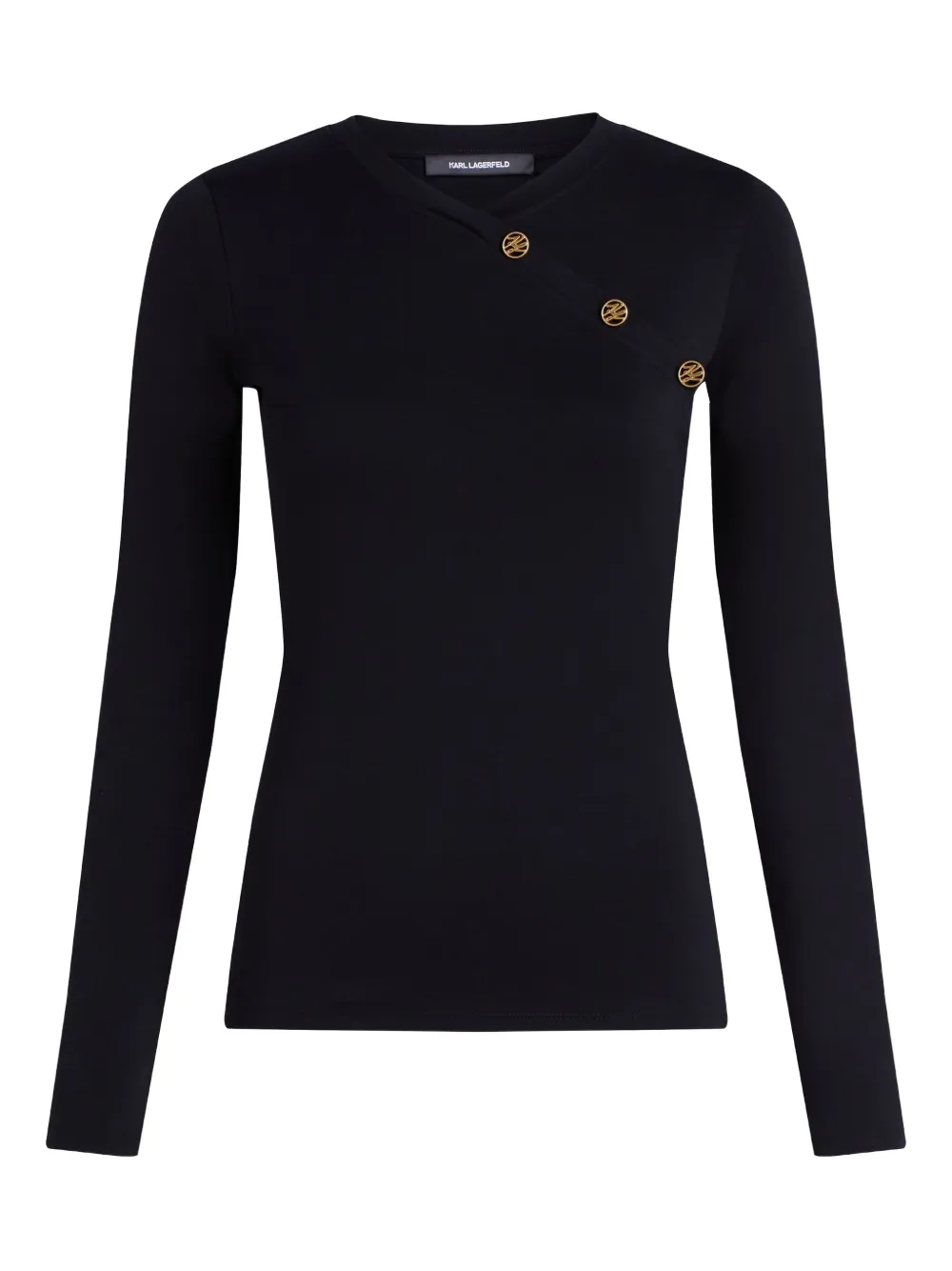 Karl Lagerfeld button-embellished long-sleeve top | Black | Image 1