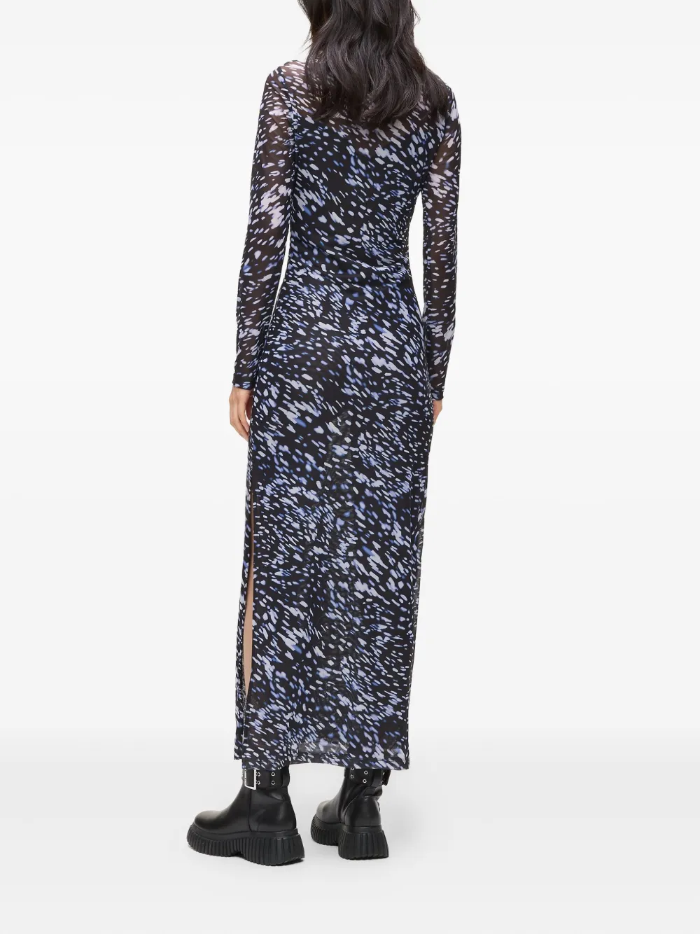 Karl Lagerfeld Jeans Mesh jurk met hoge hals Blauw