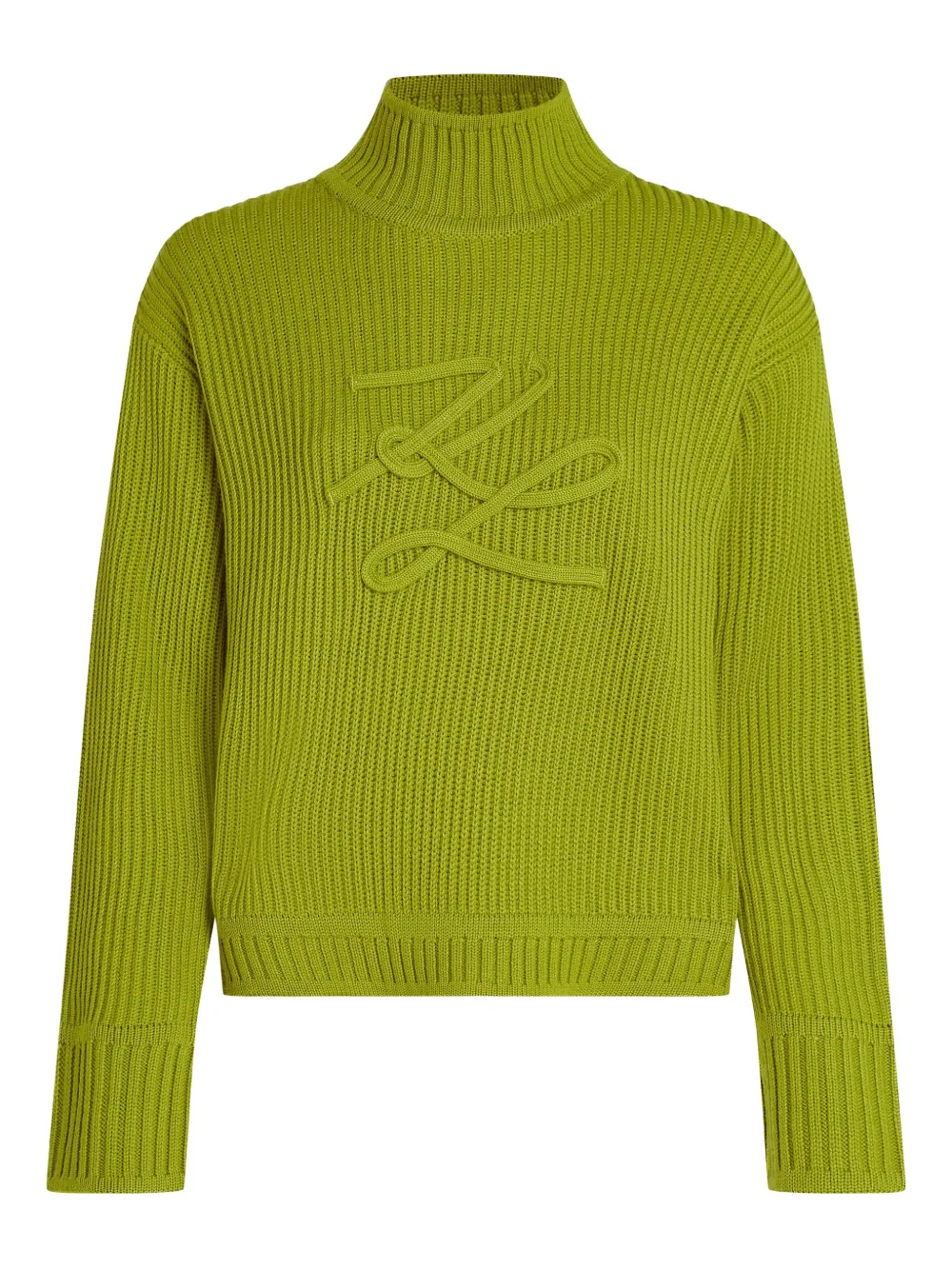 Karl Lagerfeld logo-embroidered ribbed knit sweater | Green | Image 1
