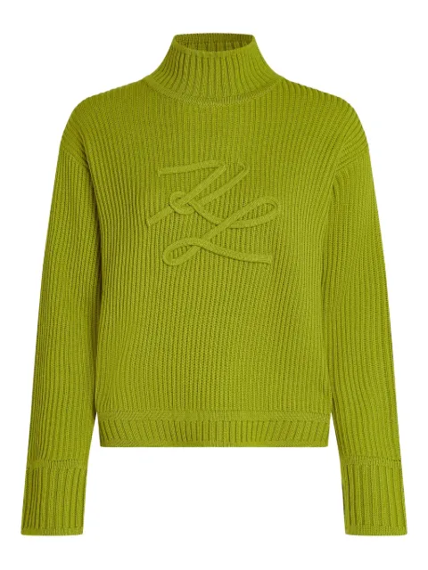 Karl Lagerfeld logo-embroidered ribbed knit sweater