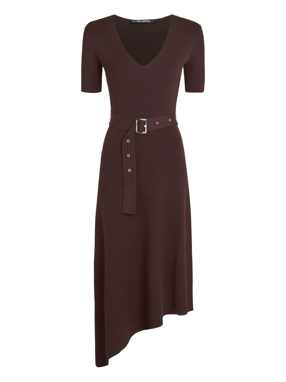 Karl Lagerfeld vestido midi tejido con cinturón | marrón | Image 1