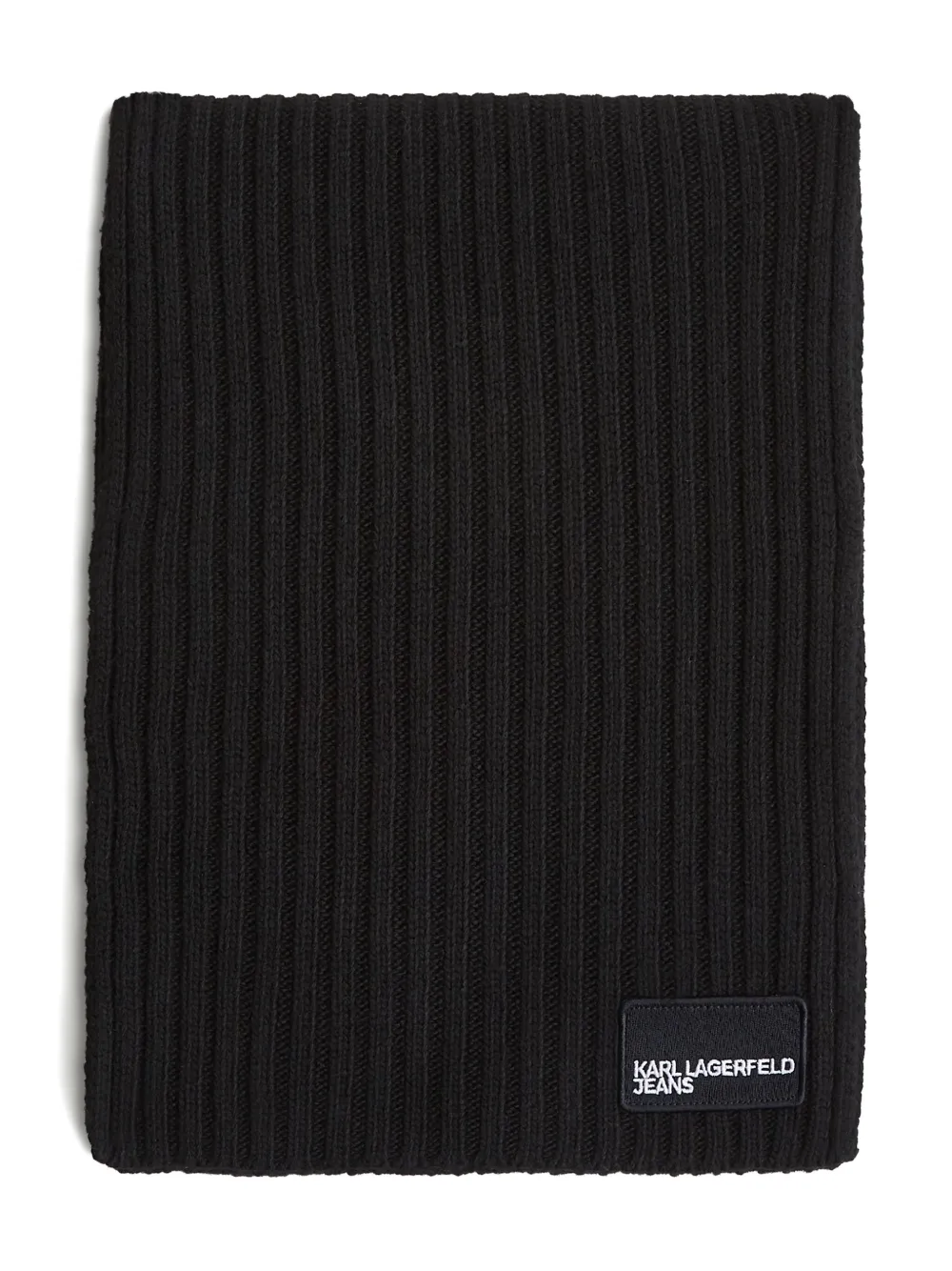 Karl Lagerfeld Jeans ribbed logo-patch scarf | Black | Image 1