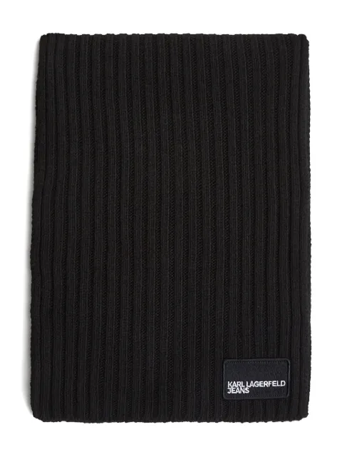 Karl Lagerfeld Jeans ribbed logo-patch scarf