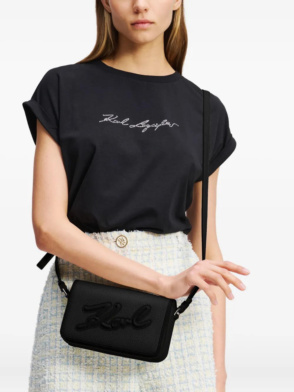 Karl Lagerfeld K Skuare crossbodytas met omslag Zwart