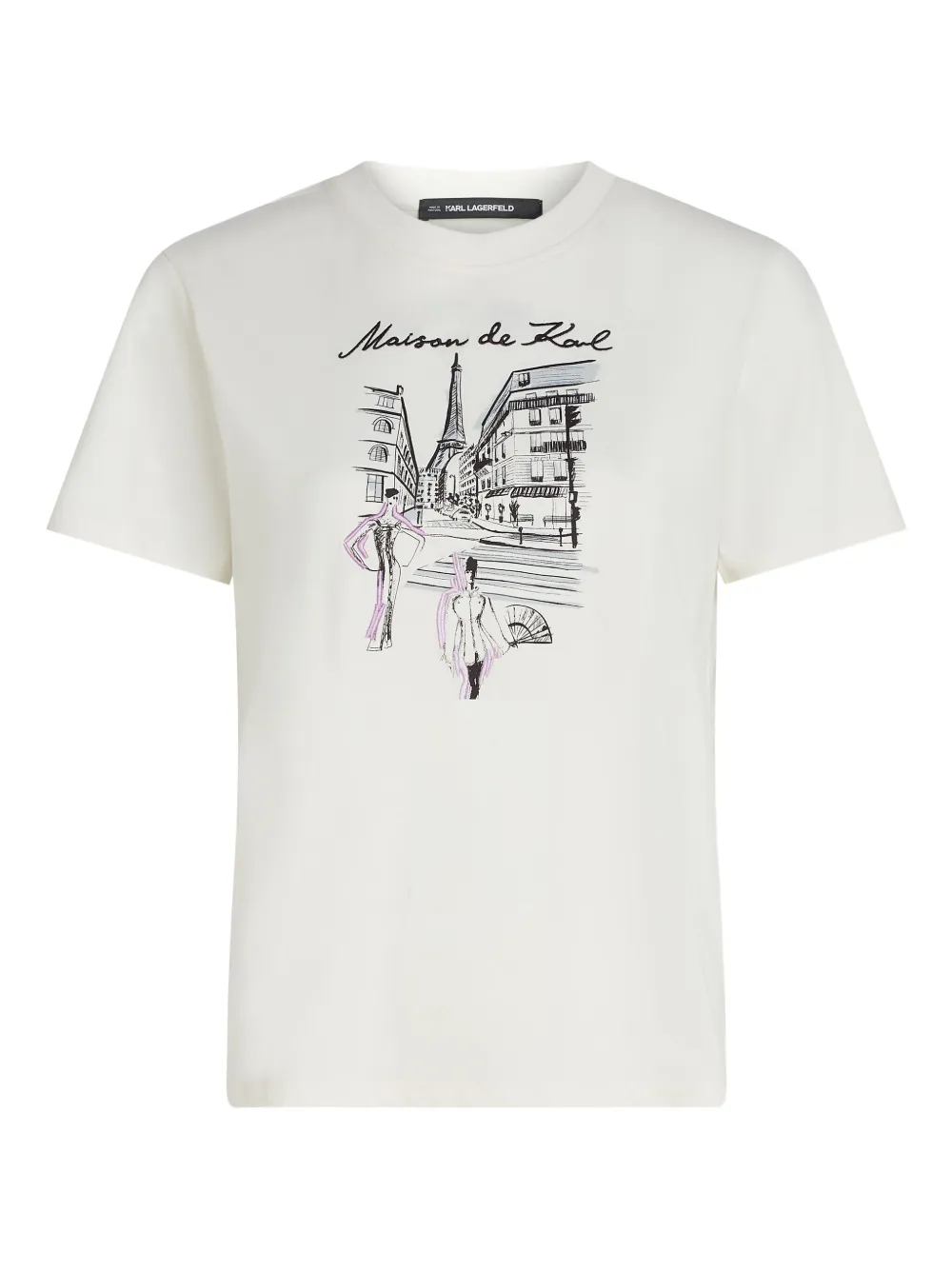 Karl Lagerfeld Paris Sketch Street-print T-shirt In Neutral