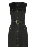 Karl Lagerfeld belted button-fastening leather dress - Black