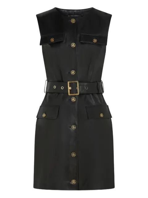 Karl Lagerfeld belted button-fastening leather dress