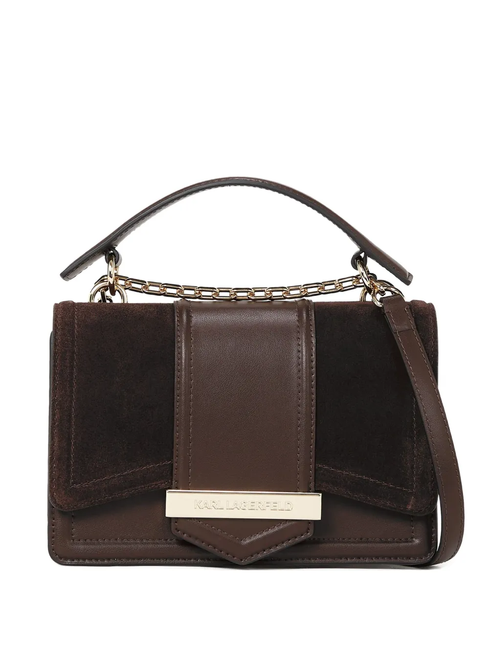 Karl Lagerfeld Borsa a spalla K/Nova in pelle scamosciata - Marrone