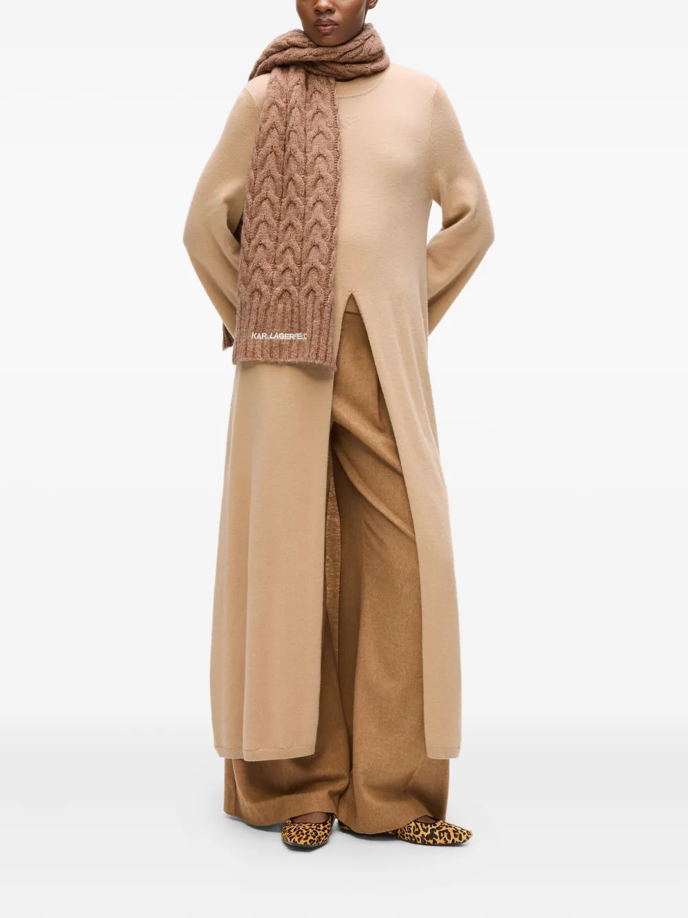 Karl Lagerfeld Sjaal met geborduurd logo Bruin