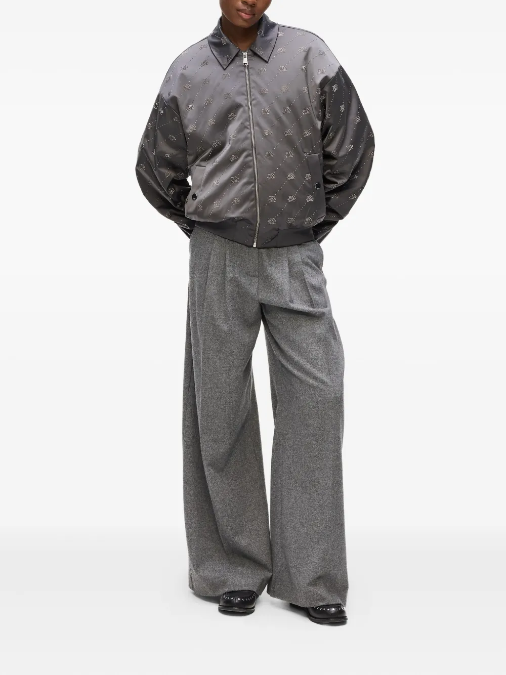 Karl Lagerfeld Bomberjack met logo Grijs