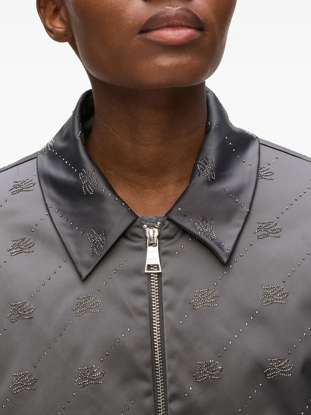 Karl Lagerfeld Bomberjack met logo Grijs