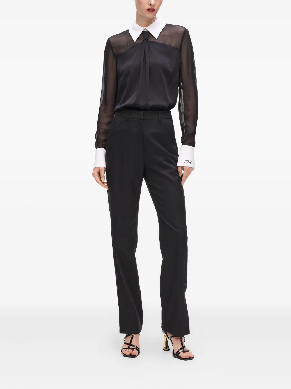 Karl Lagerfeld Blouse met transparant vlak - Zwart