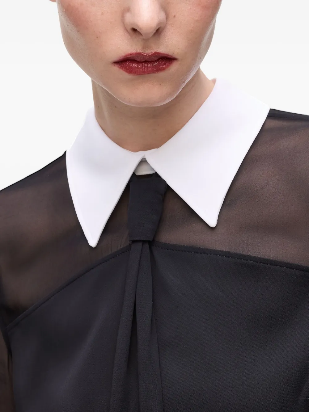 Karl Lagerfeld Sheer-panel Blouse In Black