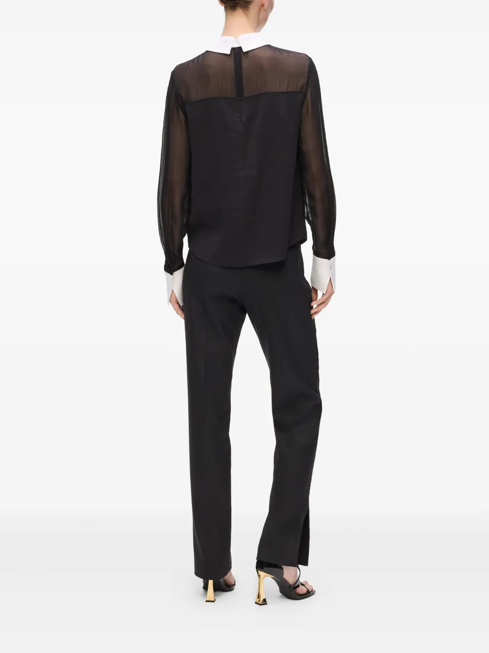 Karl Lagerfeld Sheer-panel Blouse In Black