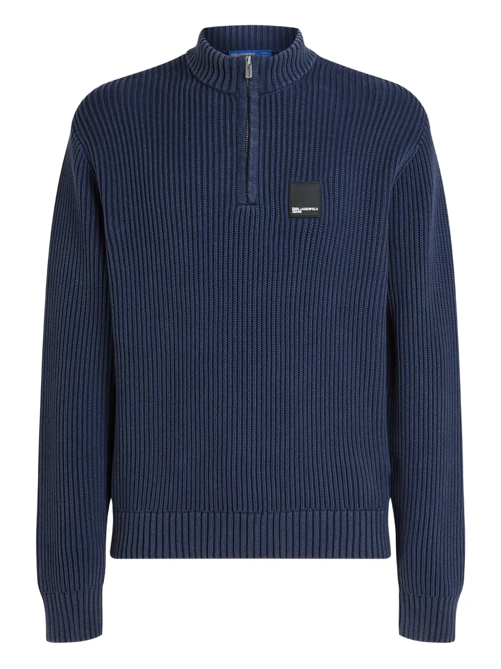 Karl Lagerfeld Jeans pull côtelé à col zippé | bleu | Image 1