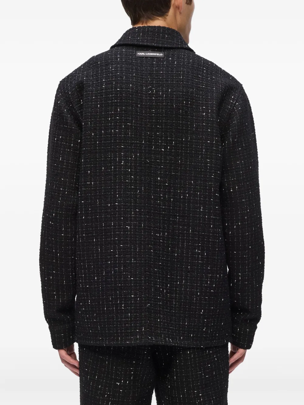 Karl Lagerfeld Tweed overhemd met gekerfde afwerking Zwart