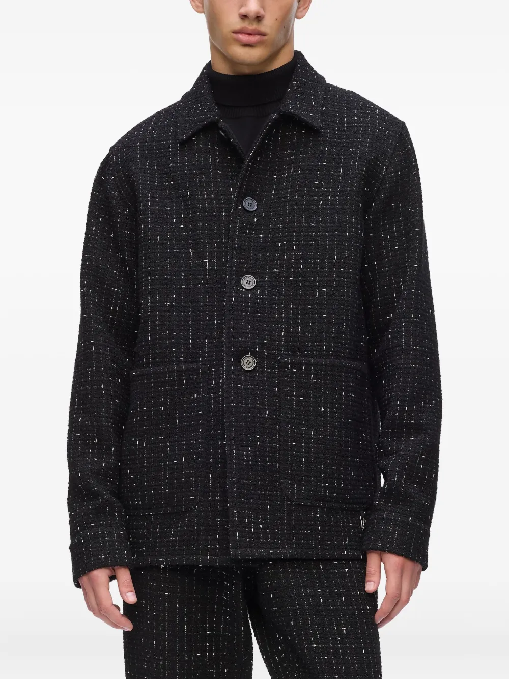 Karl Lagerfeld Tweed overhemd met gekerfde afwerking Zwart