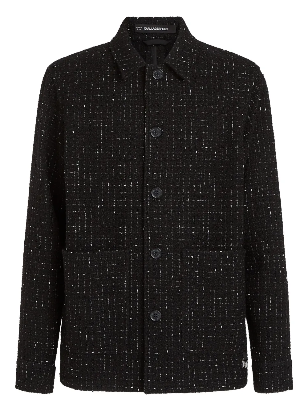 Karl Lagerfeld camisa de tweed con muesca | negro | Image 1
