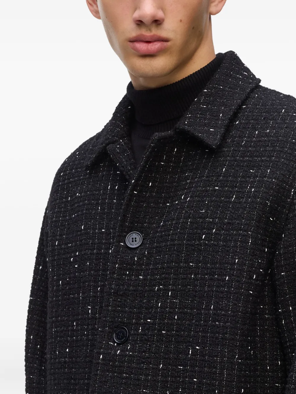 Karl Lagerfeld Tweed overhemd met gekerfde afwerking Zwart