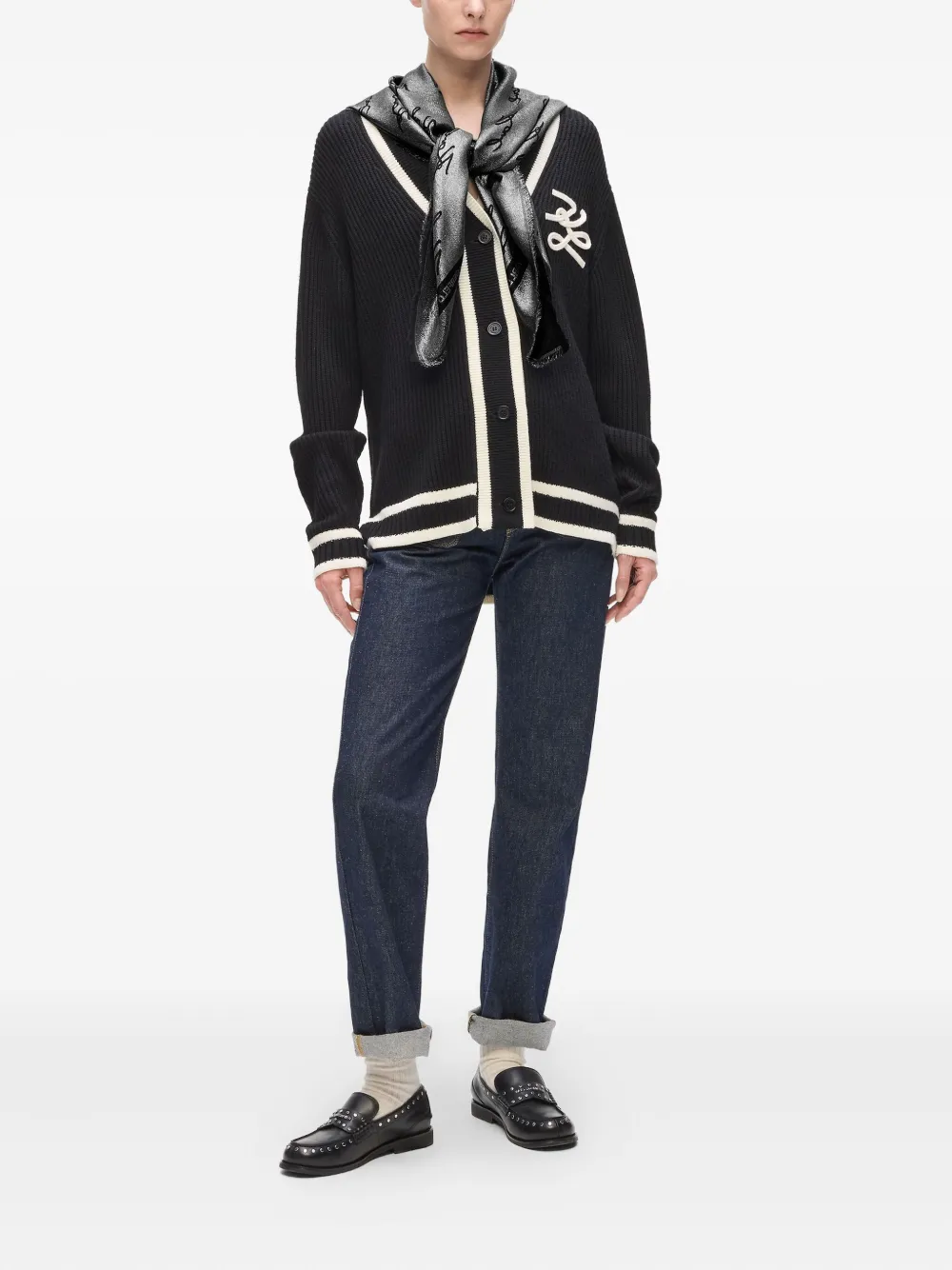 Karl Lagerfeld Sjaal met jacquard-logo Zwart