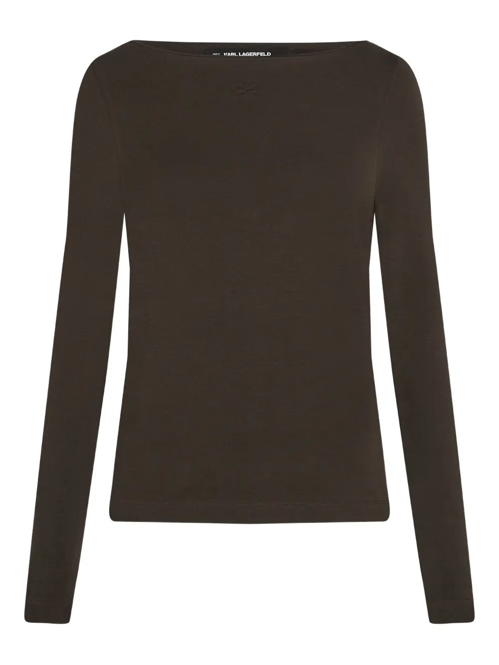 Karl Lagerfeld Boat-neck Long-sleeve T-shirt In Black