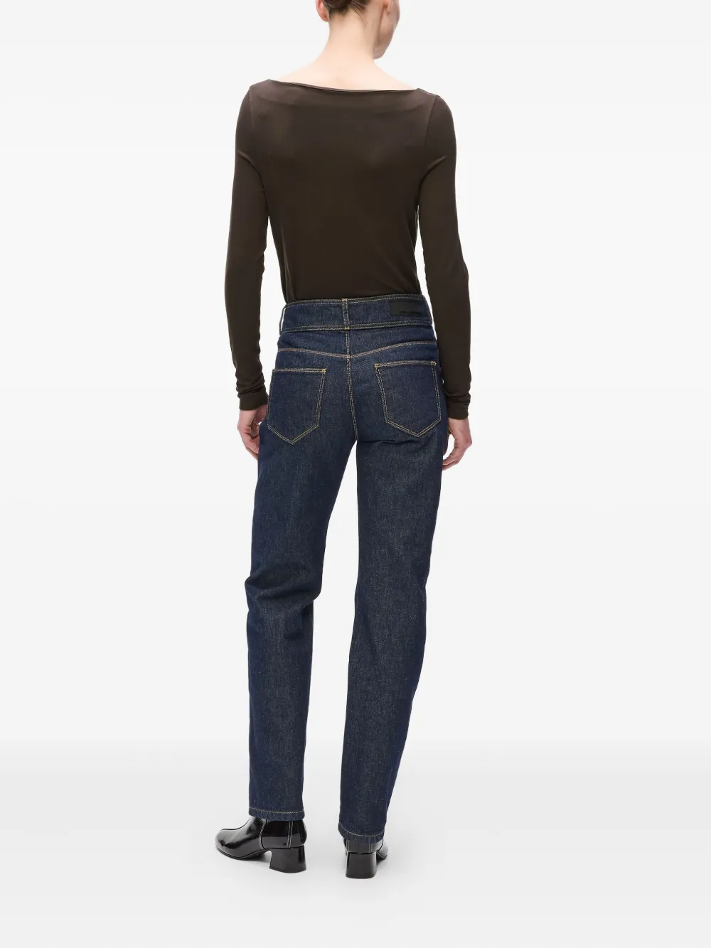 Karl Lagerfeld Boat-neck Long-sleeve T-shirt In Black