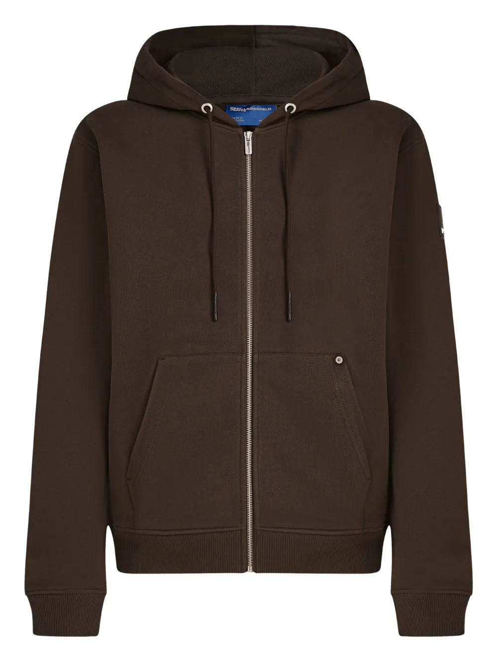 Karl Lagerfeld Jeans patch zip-up hoodie | Brown | Image 1
