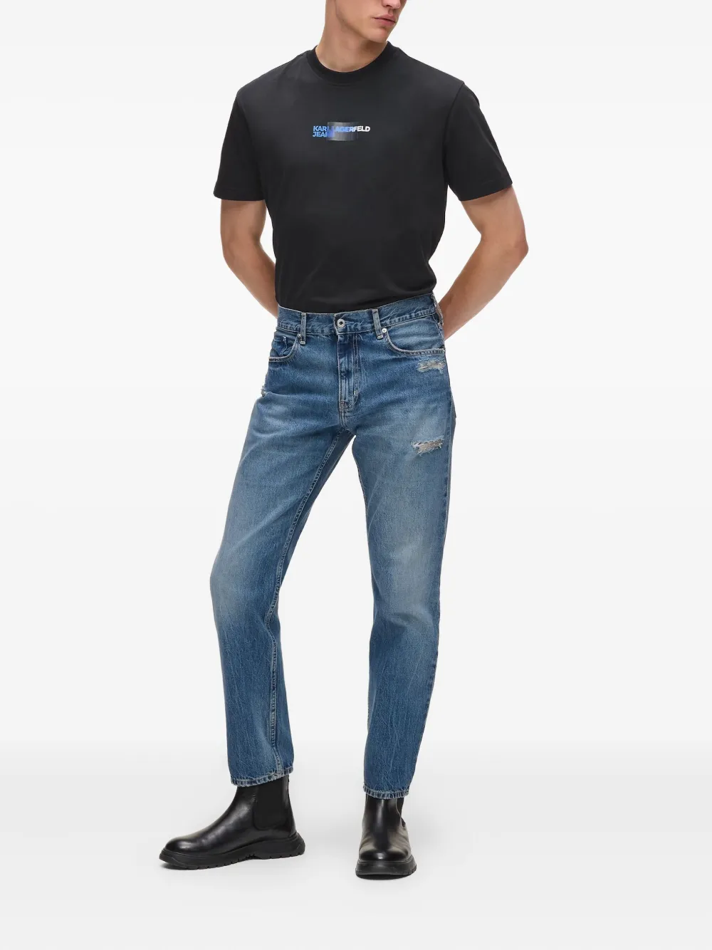 Karl Lagerfeld Jeans T-shirt met logoprint - Zwart